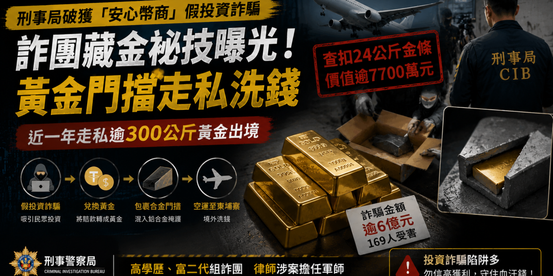 假投資詐騙6億元洗錢曝光！詐團將贓款換黃金藏入門擋，走私逾300公斤出境