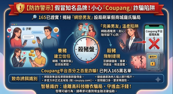〖Coupang投資詐騙〗 警示只要穩賺不賠😨那就是詐騙❗️ Coupang已經被165多次通報為詐騙平台