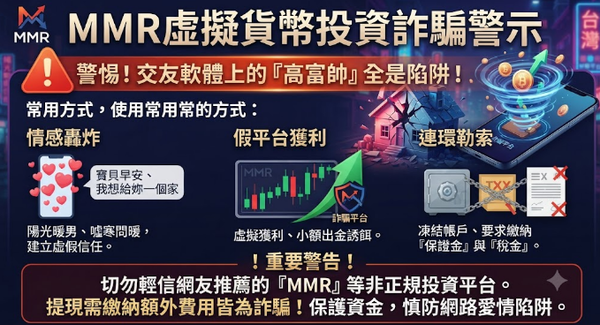 【最新警示】MMR是詐騙嗎?MMR無法出金真相曝光!165正式通報為詐騙平台MMR已被通報為詐騙平台!投資者務必立即避開,否則可能血本無歸